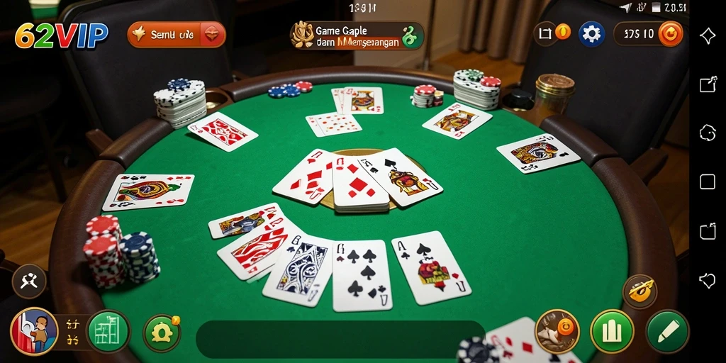 Tampilan gameplay seru di 62VIP saat bermain Gaple.
