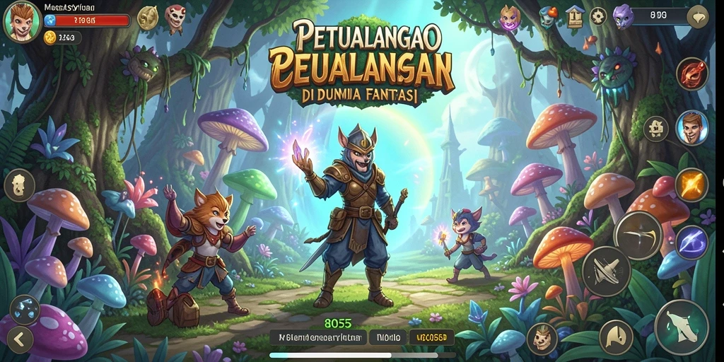 Gameplay 8055 yang menampilkan eksplorasi dunia fantasi yang menakjubkan.