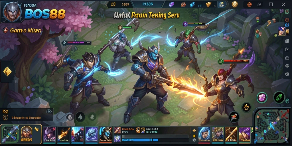 Tampilkan aksi gameplay seru dalam pertarungan MOBA.