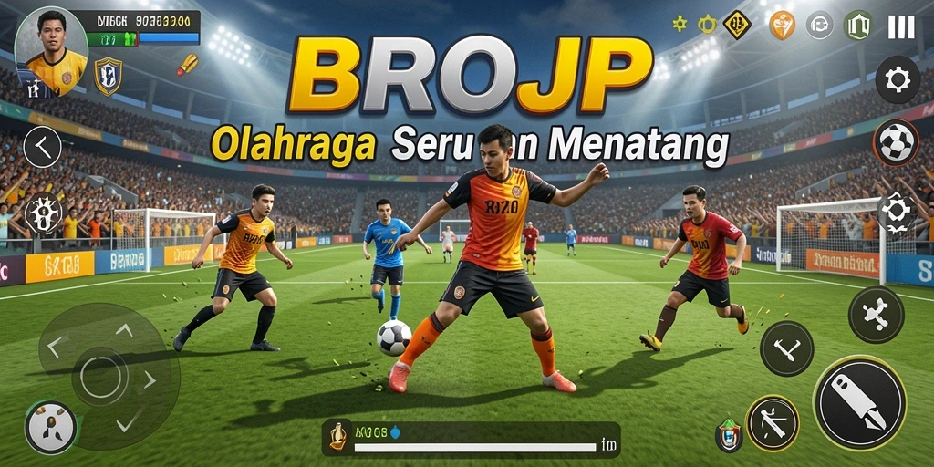 Tampilan screenshot BROJP menampilkan aksi kompetitif di lapangan olahraga.