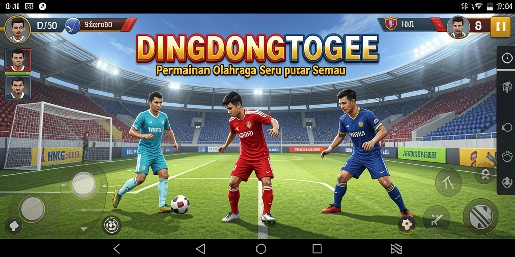 Tampilan gameplay DINGDONGTOGEL yang menarik dan penuh aksi pertandingan olahraga.