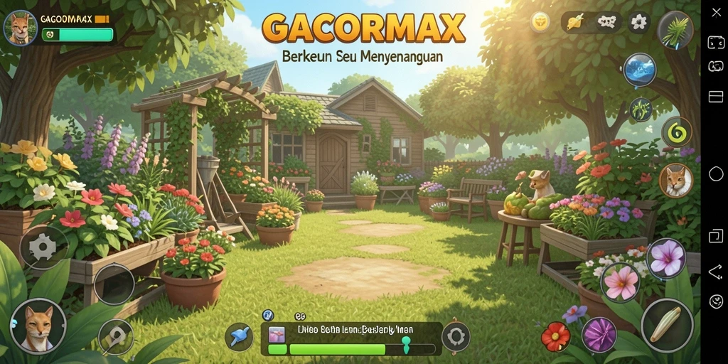 Tangkapan layar utama GACORMAX menunjukkan gameplay berkebun yang menakjubkan.