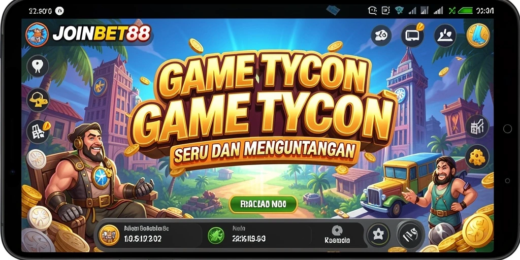 Screenshot utama menampilkan gameplay seru dalam <strong>JOINBET88</strong>, menunjukkan manajemen bisnis yang menantang.