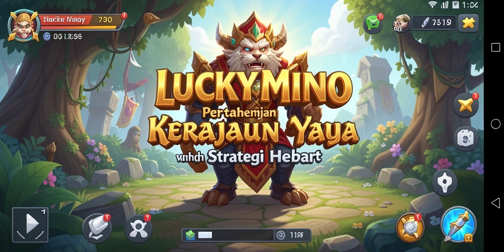Screenshot LUCKYMINO menampilkan aksi intens di medan pertempuran Tower Defense.
