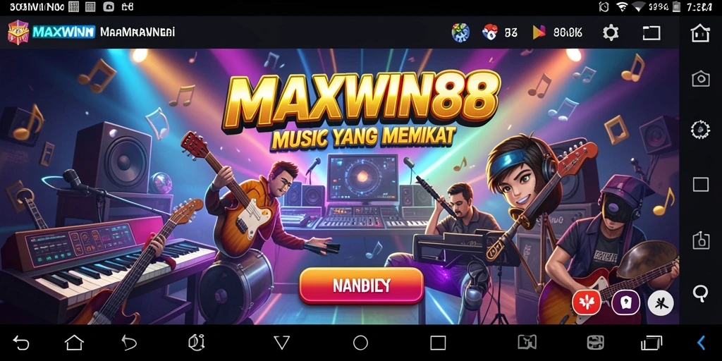 Tampilan gameplay seru dalam MAXWIN88 dengan berbagai lagu.