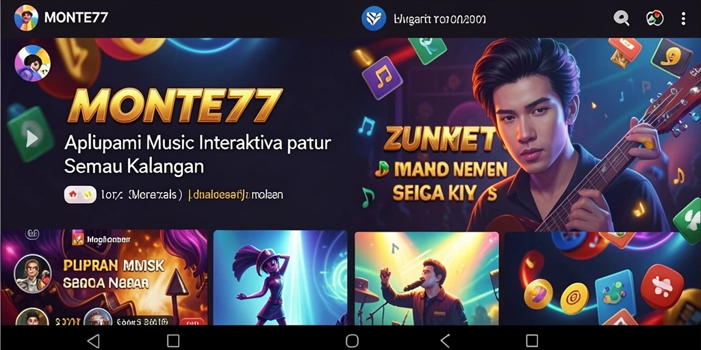 Screenshot utama menunjukkan pengguna menikmati gameplay musik yang interaktif.