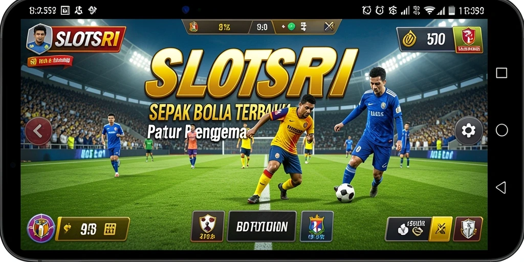 Screenshot gameplay SLOTSRI yang menampilkan aksi seru di lapangan sepak bola.